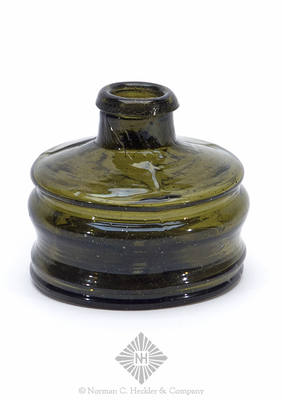 Blown Three Mold Ink Bottle, An extremely rare mold which is unlisted in Covill's text