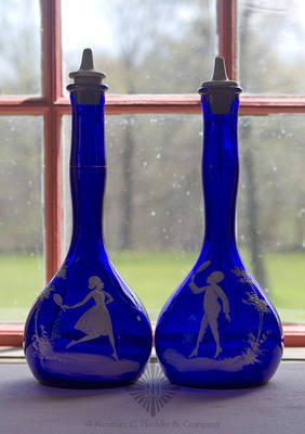 Two Mary Gregory Type Barber Bottles