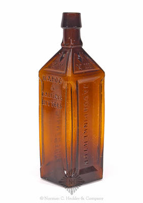 "Wahoo / & / Calisaya / Bitters / Jacob Pinkerton" Figural Bitters Bottle, R/H #W-3