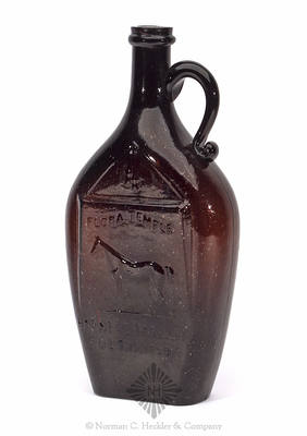 "Flora Temple / (Full Figure Of Horse) / Harness Trot 2.19 3/4 / Oct. 15. 1859" - Reverse Plain Handled Pictorial Flask, GXIII-19