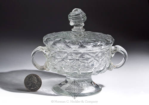 Pattern Molded Covered Sugar Or Jelly Bowl, Generally similar construction to McK plate 24, #7, specifically the style of the lid finial, exact example illustrated in the collection of Frederick K. Gaston, Parke-Bernet Galleries, 1940, #222