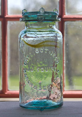 "J.J. Squire / Patd. Oct. 1864 / March & Sept 1865" Fruit Jar, L #2697