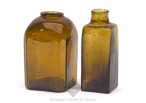 Two Early Utility Bottles, Similar in form and construction to L/P plate 10, #1 and plate 10, row 2, #2