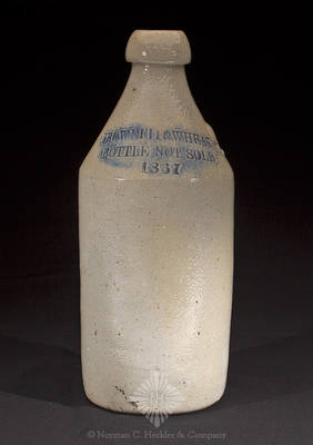 "Brownell & Wheaton / Bottle Not Sold / 1867" Stoneware Beer Bottle, Similar to David Graci text pg. 24 and 29, upper right