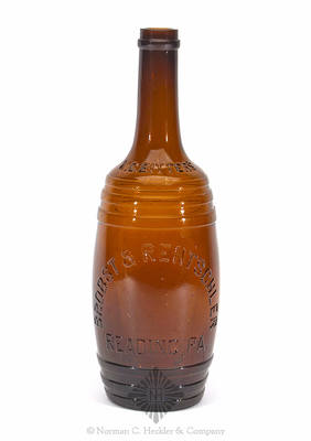 "W.C. Bitters / Brobst & Rentschler / Reading, PA." Figural Bitters Bottle, R/H #W-57