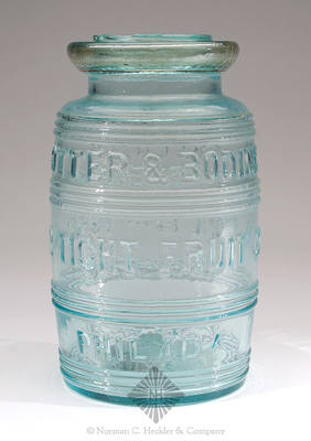 "Potter & Bodine's / Air-Tight Fruit Jar / Philada" - "Patented / April 13th 1858" Fruit Jar, L #2388