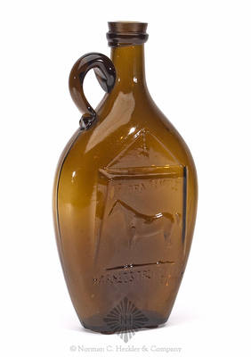 "Flora Temple / (Full Figure Of Horse) / Harness Trot 2.19 3/4" - Reverse Plain Handled Pictorial Flask, GXIII-24