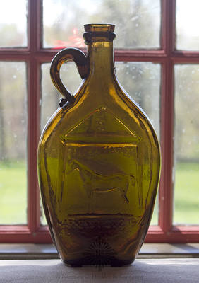 "Flora Temple / (Full Figure Of Horse) / Harness Trot 2.19 3/4" - Reverse Plain Handled Pictorial Flask, GXIII-24