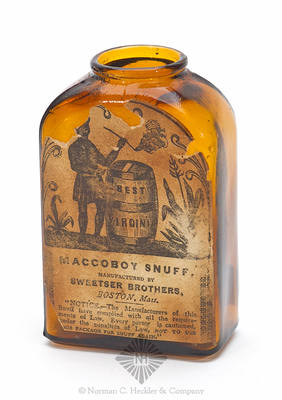 "Maccoboy Snuff." Label Only Snuff Bottle