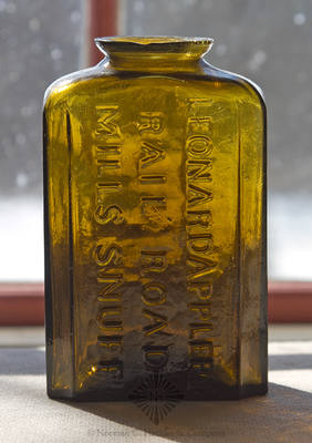 "Leonard Appleby / Rail Road / Mills Snuff" Bottle, Similar in form and construction to MW plate 75, #15