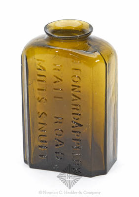 "Leonard Appleby / Rail Road / Mills Snuff" Bottle, Similar in form and construction to MW plate 75, #15