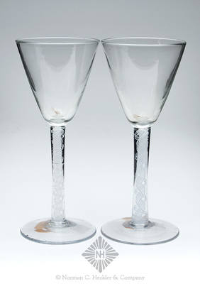 Pair Of Freeblown Wine Glasses, Similar in form and construction to KW fig. 26, #2