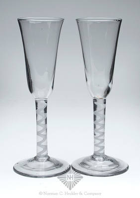 Pair Of Freeblown Wine Glasses, Similar in form and construction to KW fig. 26, #2