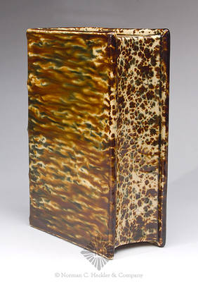 "Bennington / Battle" Flint Enamel Pottery Figural Book Flask, Similar in form and construction to Barret pg. 316