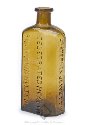 "Dr. Stephen Jewett's / Celebrated Health / Restoring Bitters / Rindge, N.H." Bitters Bottle, R/H #J-37