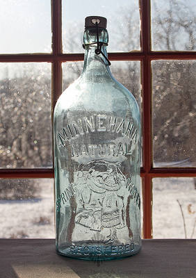 "Minnehaha / Natural / Spring (Full Figure Of Indian At Spring) Water / Registered" Spring Water Bottle, This bottle is referenced on pg. 60 of "Indian Bottles And Brands" by John Odell