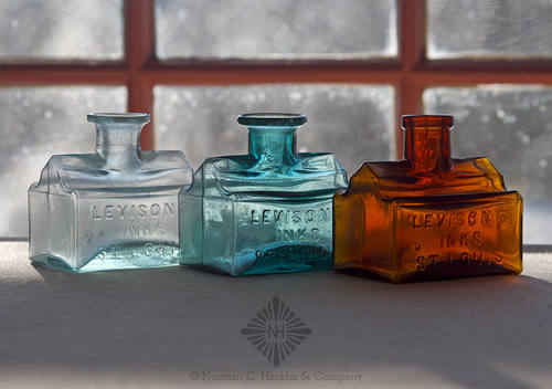 Lot Of Three "Levison's / Inks / St. Louis" Figural Ink Bottles, These examples are not noted on Covill's text