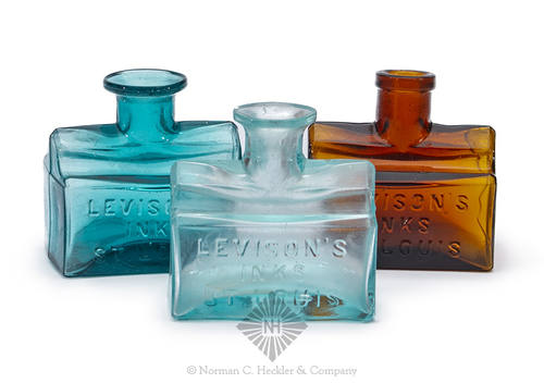 Lot Of Three "Levison's / Inks / St. Louis" Figural Ink Bottles, These examples are not noted on Covill's text