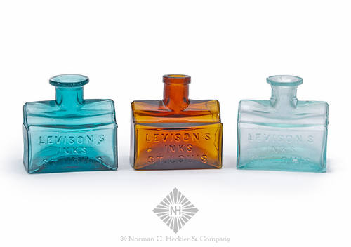 Lot Of Three "Levison's / Inks / St. Louis" Figural Ink Bottles, These examples are not noted on Covill's text