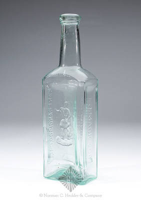 "Indian / Sarsaparilla / J.J. Mack & Co. / (Full Figure Of Indian) / San Francisco, Cal." Medicine Bottle, AAM pg. 331