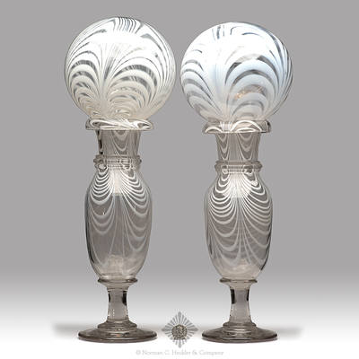 Pair Of Freeblown Witch Balls And Stands, Similar construction techniques are noted on PG plate 48 and plate 49