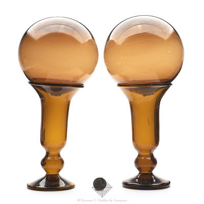 Pair Of Freeblown Witch Balls And Stands, Similar to P fig. 1