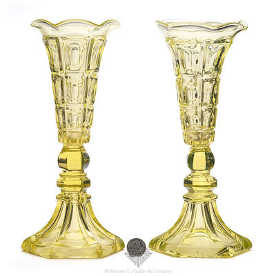 Pair Of Pressed Glass Vases, B/K #3037a