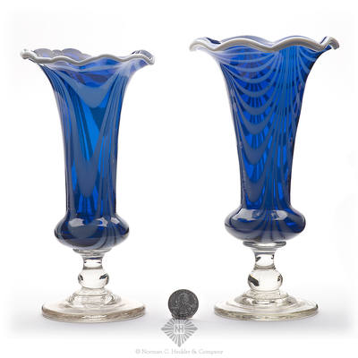 Pair Of Freeblown Vases, Similar in form and construction to PG plate 489, center