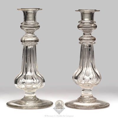 Pair Of Pattern Molded Candlesticks, PG plate 187, #1 and McK plate 53, #3