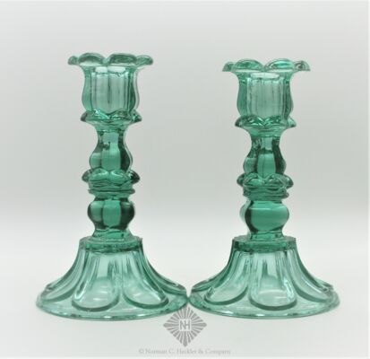 Pair Of Pressed Glass Candlesticks