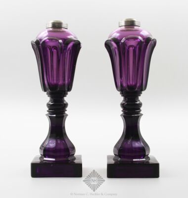 Pair Of Pressed Glass Fluid Lamps