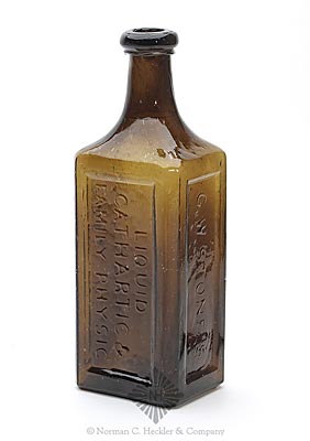 "G.W. Stone's / Liquid / Cathartic & / Family Physic / Lowell Mass" Medicine Bottle, N #609, PME pg. 332